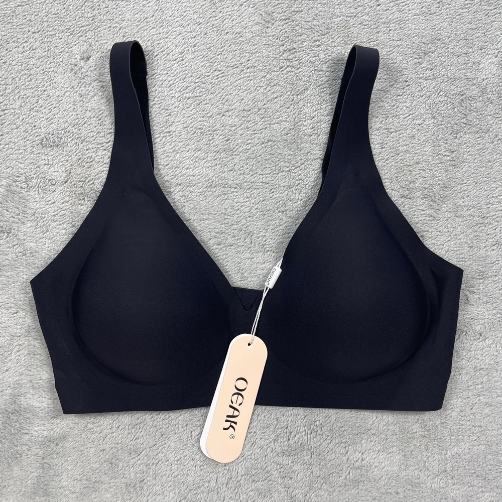 OEAK Bra Women S Black Wireless Seamless Plunge Everyday Comfort